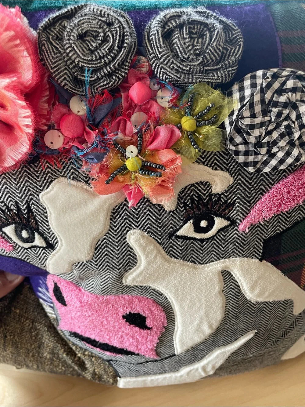 Mackenzie Childs UPSCALE SCULPTURED FRIDA COWLO Cow PILLOW Pre-Owned